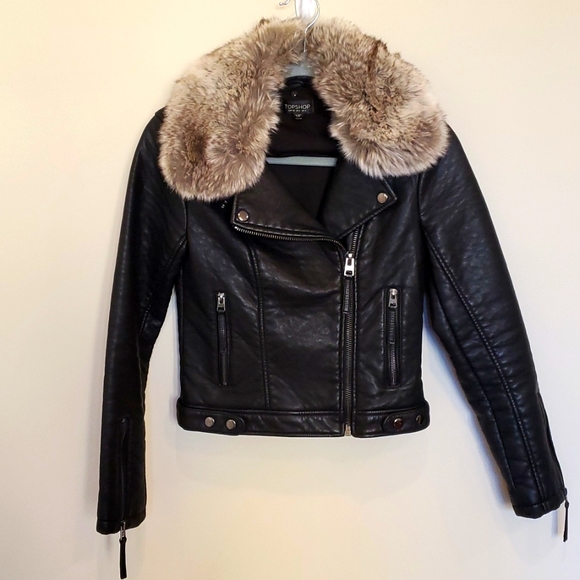 Topshop Jackets & Blazers - Topshop Faux Leather Jacket Size 2